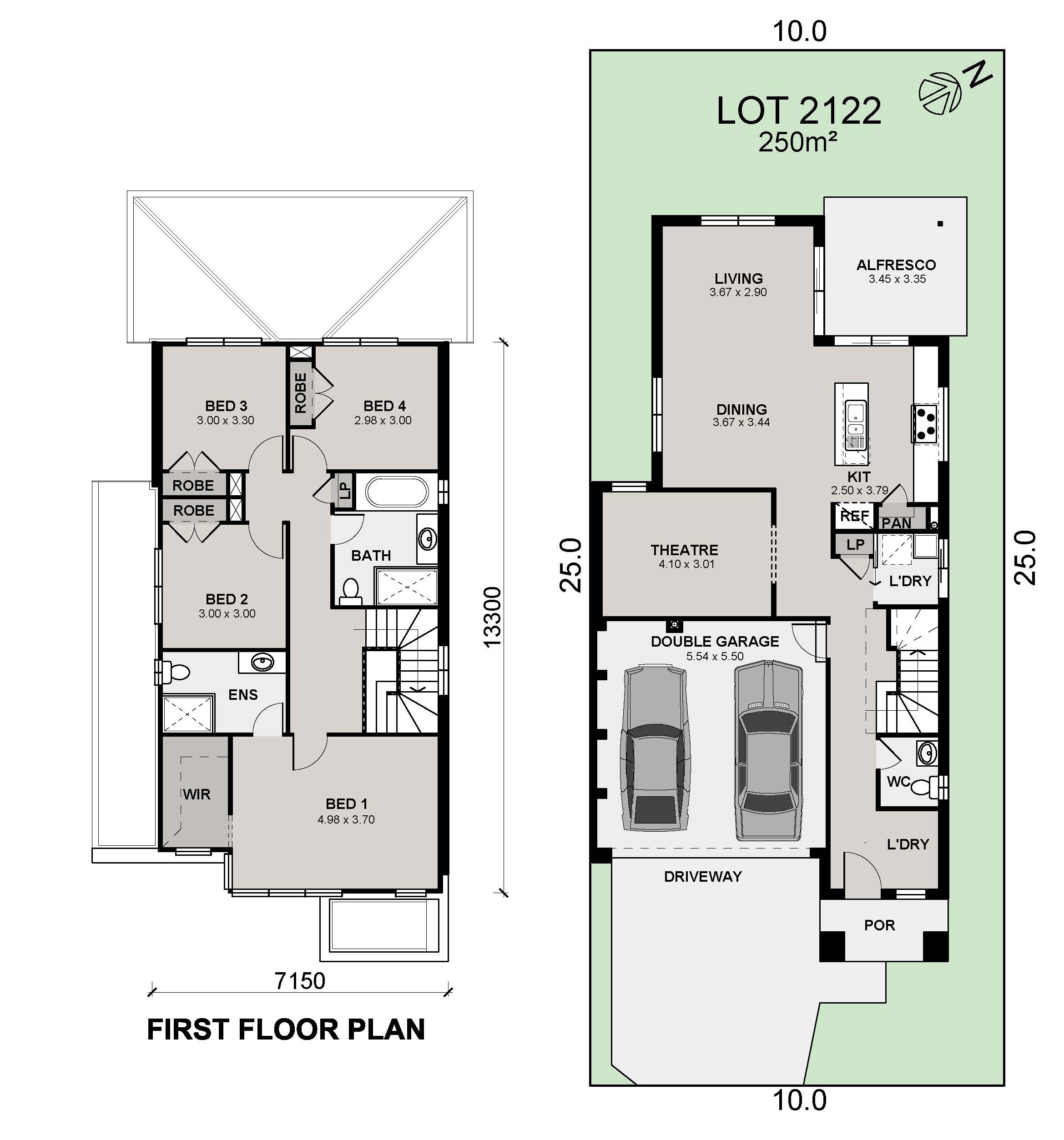 Lot 2122 Ellenbrook 24 C shape stairs 25m Astra Coloured Plan