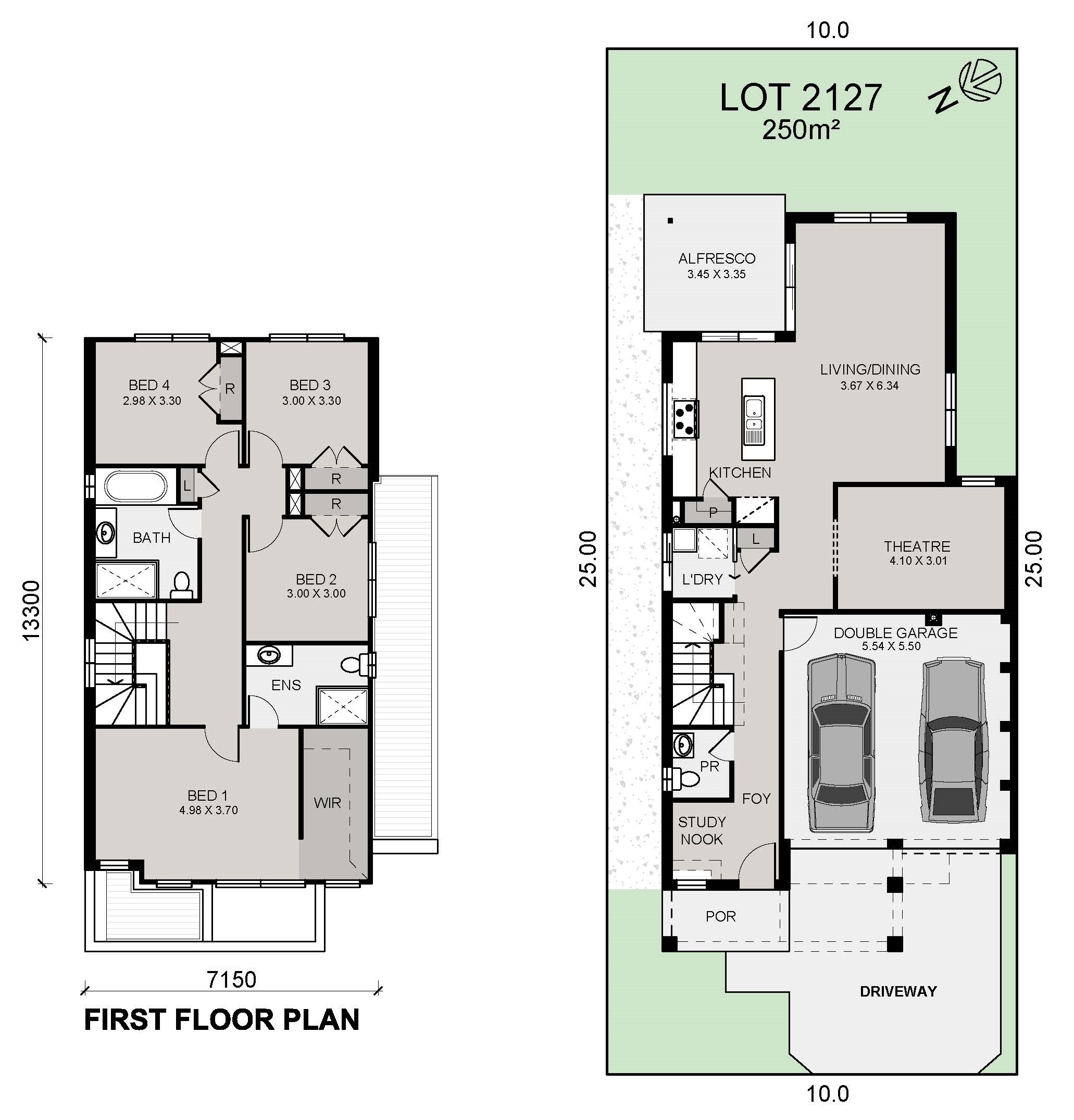 Lot 2127 Ellenbrook 24 C Shape Stair 25m Lot Custom Montville Coloured Plan