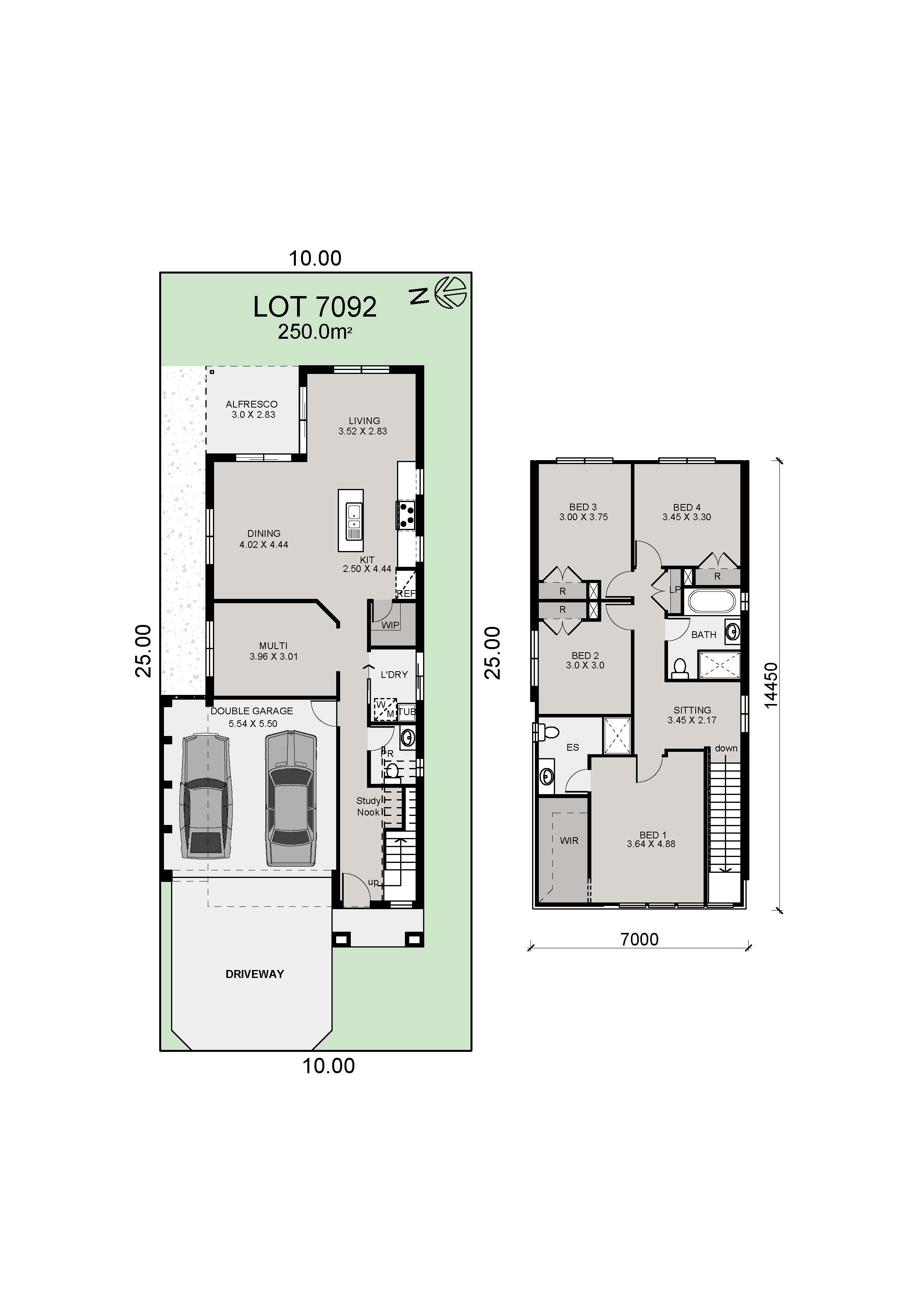 Lot 7092 Ellenbrook 24 25m Reverse Rear Portifino Coloured Plan